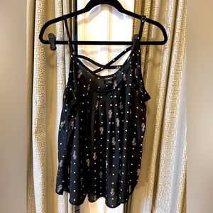 Torrid black pineapple polka dot tank top